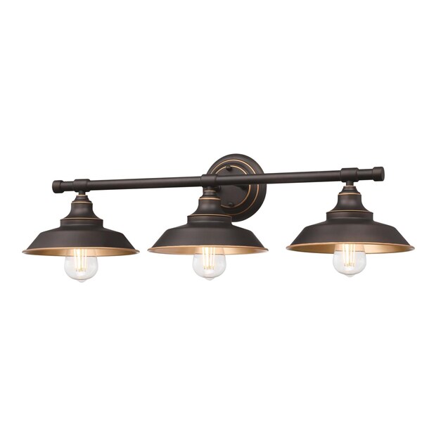 Iron Hill Wall Mount LED, 3-Light, Dimmable, 6.5W, Oil Rubbed Bronze And Metal Shade